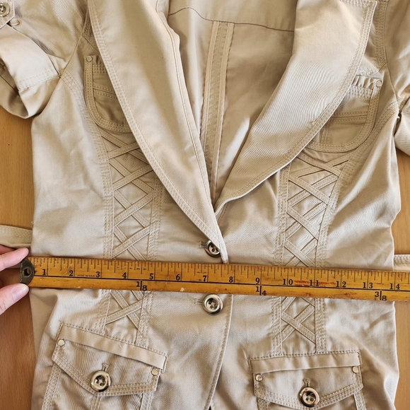 White House Black Market Laced Up Corseted Military Style Khaki Button Up Vest 0 - Picture 12 of 13